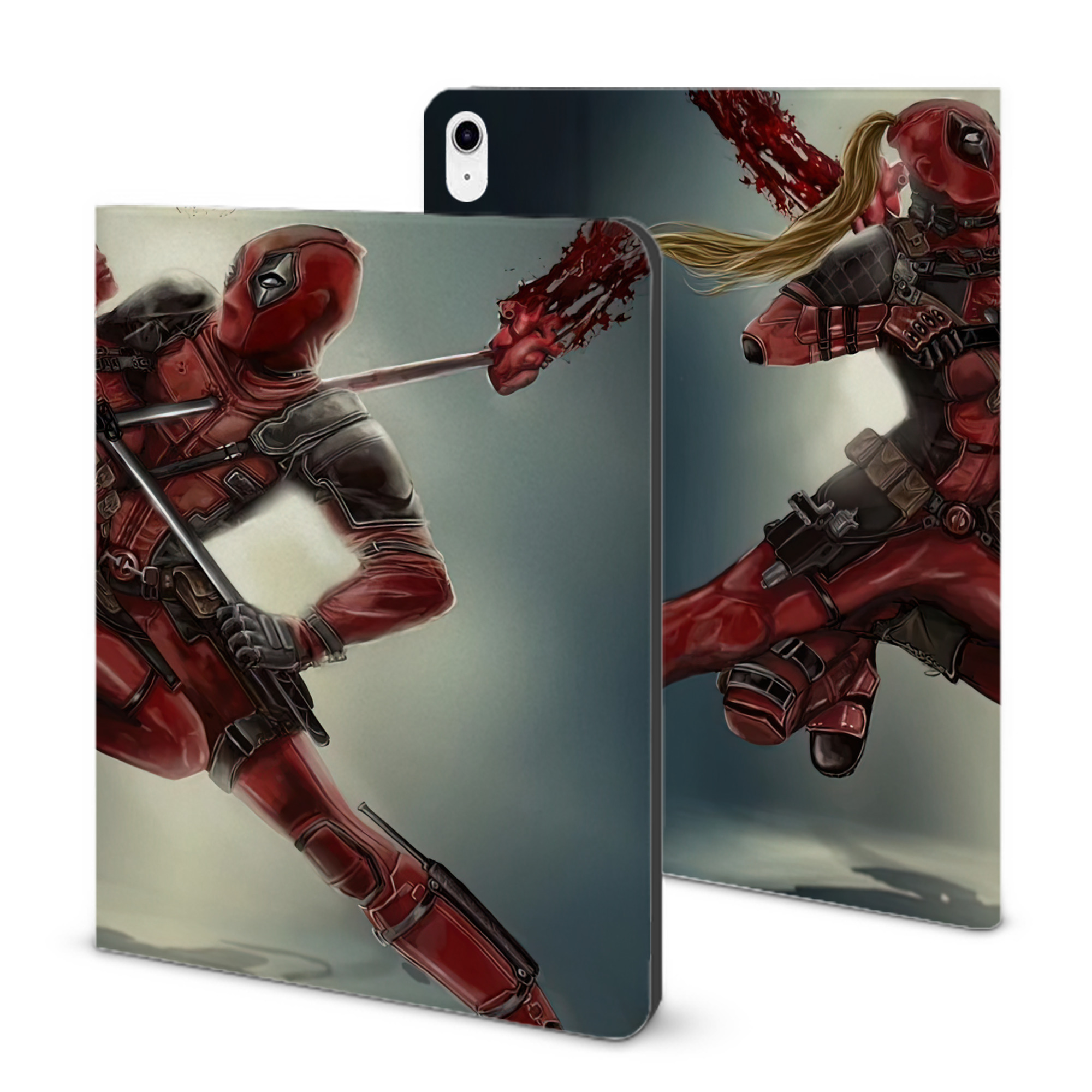 （画像用） Deadpool デッドプール IPad ケース ブック型 PUレザー TPU 耐衝撃 軽量 薄型 ペン収納なし 全面保護 IPad 各モデル対応